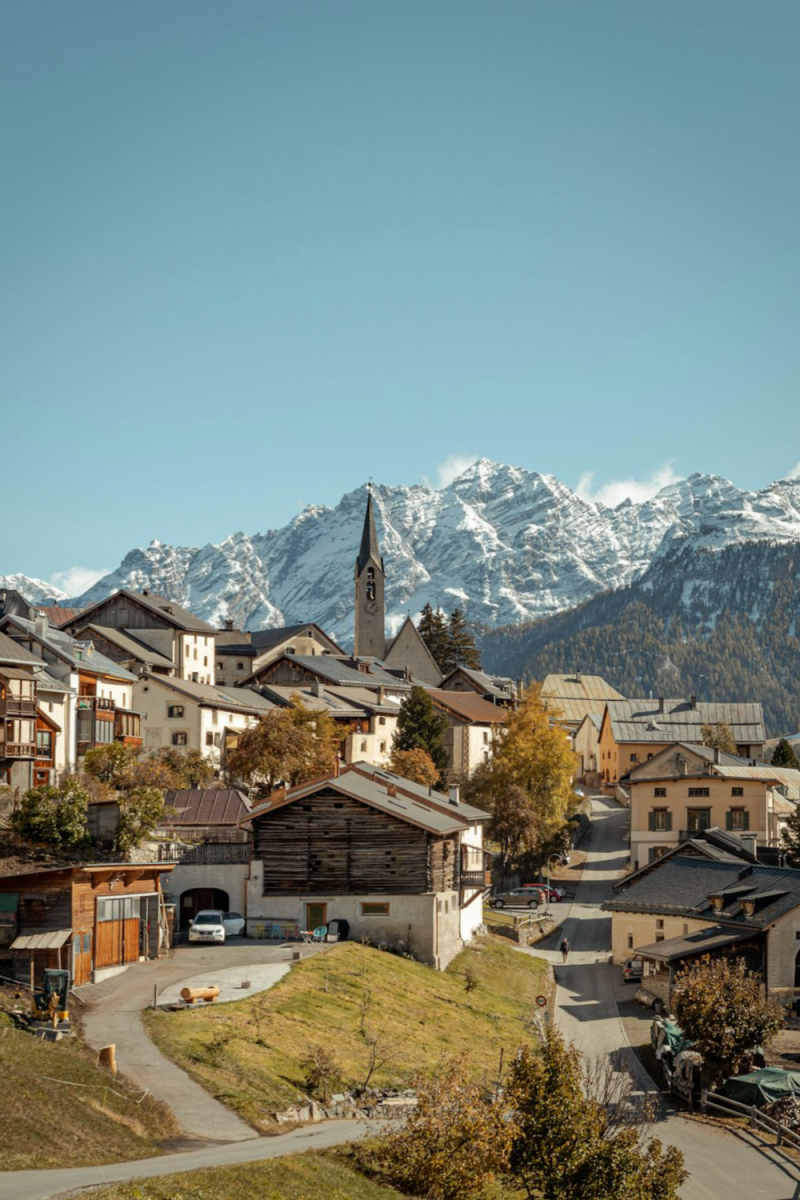 Wall Poster - Mountain Village in the Swiss Alps